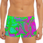 Neon Green Pink Psychedelic Trippy Print Men's Short Boxer Briefs