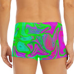 Neon Green Pink Psychedelic Trippy Print Men's Short Boxer Briefs