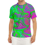 Neon Green Pink Psychedelic Trippy Print Men's Short Sleeve Rash Guard