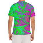Neon Green Pink Psychedelic Trippy Print Men's Short Sleeve Rash Guard