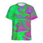 Neon Green Pink Psychedelic Trippy Print Men's Sports T-Shirt