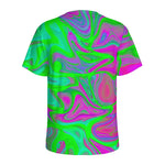 Neon Green Pink Psychedelic Trippy Print Men's Sports T-Shirt