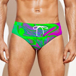 Neon Green Pink Psychedelic Trippy Print Men's Swim Briefs