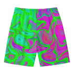 Neon Green Pink Psychedelic Trippy Print Men's Swim Trunks