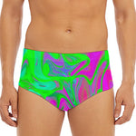 Neon Green Pink Psychedelic Trippy Print Men's Triangle Swim Briefs