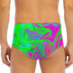Neon Green Pink Psychedelic Trippy Print Men's Triangle Swim Briefs