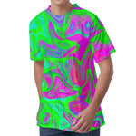Neon Green Pink Psychedelic Trippy Print Men's Velvet T-Shirt