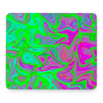 Neon Green Pink Psychedelic Trippy Print Mouse Pad