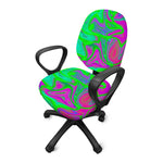 Neon Green Pink Psychedelic Trippy Print Office Chair Cover