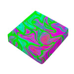Neon Green Pink Psychedelic Trippy Print Outdoor Seat Cushion Cover