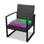 Neon Green Pink Psychedelic Trippy Print Outdoor Seat Cushion Cover