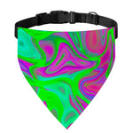 Neon Green Pink Psychedelic Trippy Print Over The Collar Dog Bandana