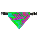 Neon Green Pink Psychedelic Trippy Print Over The Collar Dog Bandana