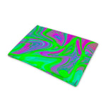 Neon Green Pink Psychedelic Trippy Print Pet Cooling Mat Cover