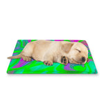 Neon Green Pink Psychedelic Trippy Print Pet Cooling Mat Cover