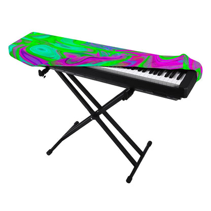 Neon Green Pink Psychedelic Trippy Print Piano Keyboard Cover
