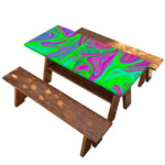 Neon Green Pink Psychedelic Trippy Print Picnic Table Cover