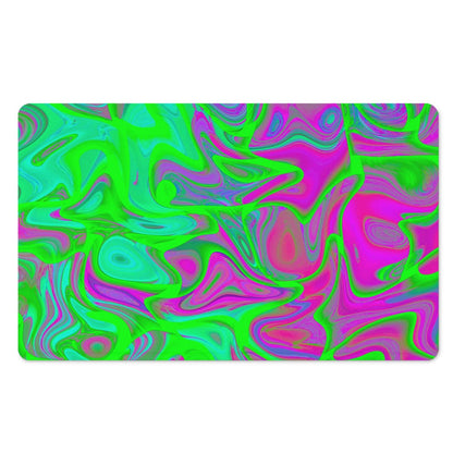 Neon Green Pink Psychedelic Trippy Print Polyester Doormat