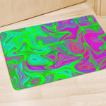 Neon Green Pink Psychedelic Trippy Print Polyester Doormat