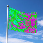 Neon Green Pink Psychedelic Trippy Print Polyester Flag