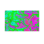 Neon Green Pink Psychedelic Trippy Print Polyester Flag