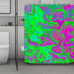 Neon Green Pink Psychedelic Trippy Print Polyester Shower Curtain