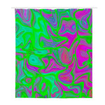 Neon Green Pink Psychedelic Trippy Print Polyester Shower Curtain
