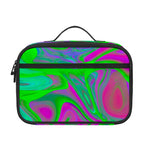 Neon Green Pink Psychedelic Trippy Print Portable Lunch Bag