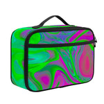 Neon Green Pink Psychedelic Trippy Print Portable Lunch Bag