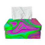 Neon Green Pink Psychedelic Trippy Print Rectangle Tissue Box Cover