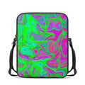 Neon Green Pink Psychedelic Trippy Print Rectangular Crossbody Bag