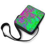 Neon Green Pink Psychedelic Trippy Print Rectangular Crossbody Bag