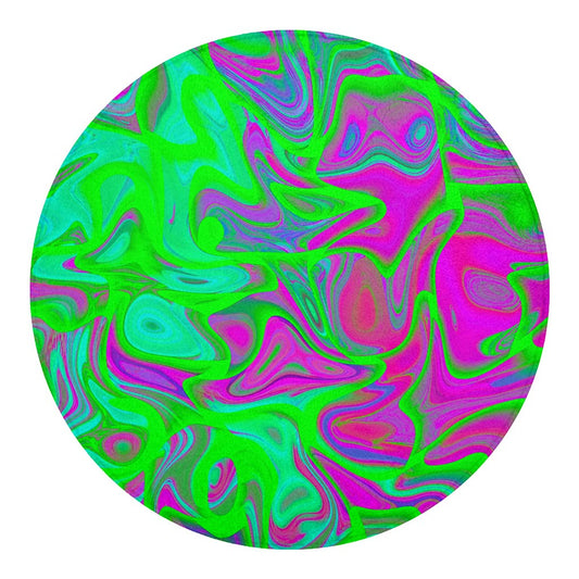 Neon Green Pink Psychedelic Trippy Print Round Blanket