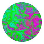 Neon Green Pink Psychedelic Trippy Print Round Blanket