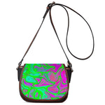 Neon Green Pink Psychedelic Trippy Print Saddle Bag