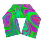 Neon Green Pink Psychedelic Trippy Print Scarf