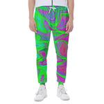 Neon Green Pink Psychedelic Trippy Print Scuba Joggers