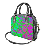 Neon Green Pink Psychedelic Trippy Print Shoulder Handbag