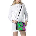 Neon Green Pink Psychedelic Trippy Print Shoulder Handbag