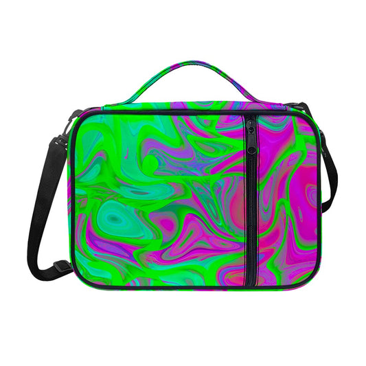 Neon Green Pink Psychedelic Trippy Print Shoulder Strap Bible Bag
