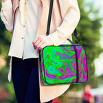 Neon Green Pink Psychedelic Trippy Print Shoulder Strap Bible Bag