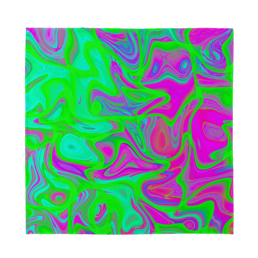 Neon Green Pink Psychedelic Trippy Print Silk Bandana
