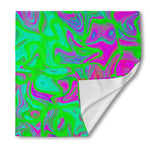 Neon Green Pink Psychedelic Trippy Print Silk Bandana