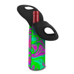 Neon Green Pink Psychedelic Trippy Print Single Neoprene Wine Tote