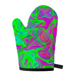 Neon Green Pink Psychedelic Trippy Print Single Oven Mitt