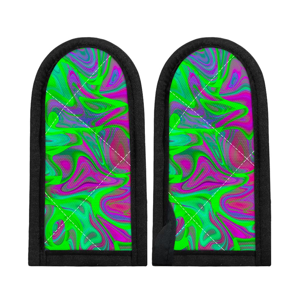 Neon Green Pink Psychedelic Trippy Print Skillet Handle Cover