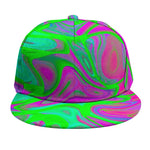 Neon Green Pink Psychedelic Trippy Print Snapback Cap