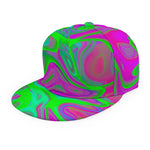 Neon Green Pink Psychedelic Trippy Print Snapback Cap