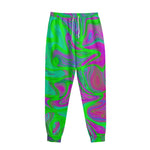 Neon Green Pink Psychedelic Trippy Print Sweatpants