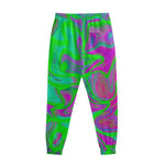 Neon Green Pink Psychedelic Trippy Print Sweatpants